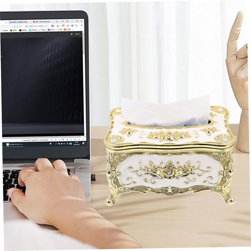 حامل علبة المناديل الذهبي الزخرفي للغرفة المعيشة والمكتب والسيارة - Image 4